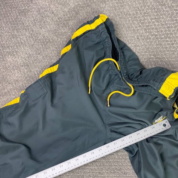 Vintage Nike Cargo Track Pants Men's Medium Gray Yellow Woven Gym Y2K Baggy - Picture 15 of 16